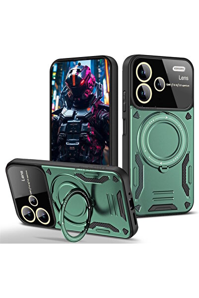 m.tk moveteck Xiaomi Redmi Note 13 Pro Plus Kılıf Magsafe Dönebilen Halkalı S...