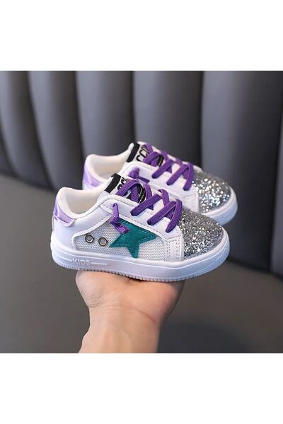 Butik حذاء رياضي للفتيات باللون الأرجواني من Junisteps - مزين بالنجوم والترتر