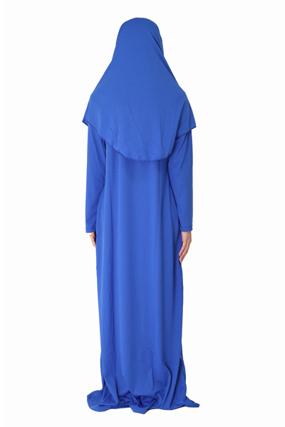 ZEHRANAZ NAMAZ ELBİSESİ Saks Blue Zippered Prayer Dress