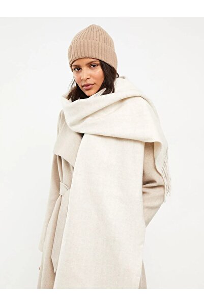 LC Waikiki Düz Saçaklı Kadın Atkı Ekru