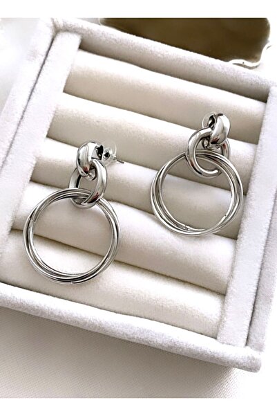 VNS Accessories أقراط مستوردة بتفاصيل حلقية متعددة الحركة (4.5 سم)