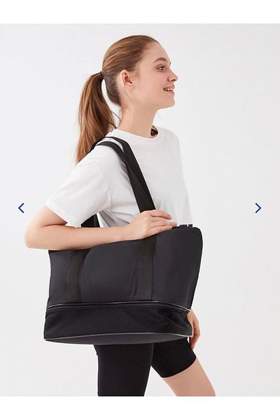 LC Waikiki Geantă sport pentru femei cu text din material textil parașută