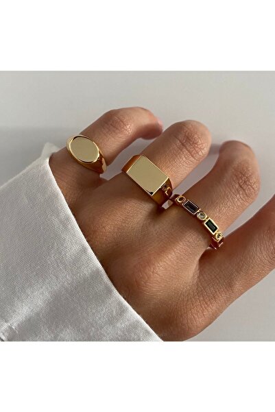 ringbox Kadın Gold Oval Serçe Parmak Şövalye Yüzük