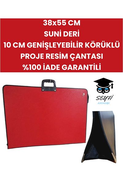 SEYFİKİRTASİYE حقيبة صور مشروطة من الجلد الصناعي مقاس 38 × 55 سم - 10 سم قابلة للتوسيع مع بيلو