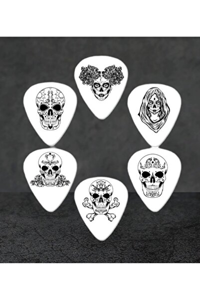 cantekin Gitar Pena 6 Adet Skull Gotik Çift Taraf Baskılı Özel Tasarım Gitar ...