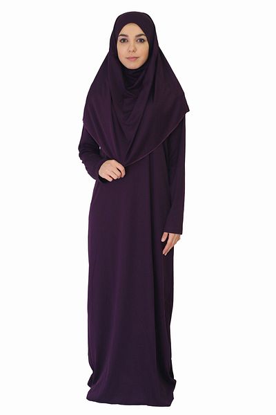 ZEHRANAZ NAMAZ ELBİSESİ Dark Purple Non-Zipper Prayer Dress