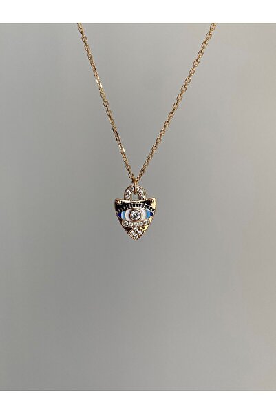 Owentis قلادة عين تيانا من الفولاذ باللون الذهبي الوردي - لا تسبب سوادًا -