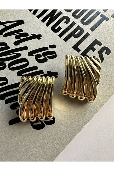 ringbox Gold Model - Steel Square Design Earrings