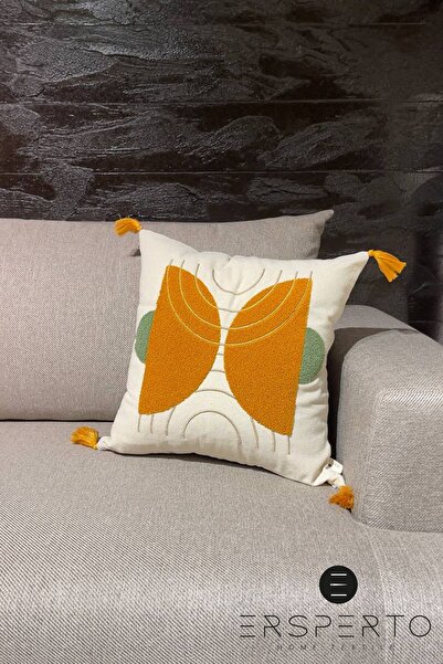 Ersperto 43x43cm Bohemian Tasseled Linen Pillow Case - 1 Piece