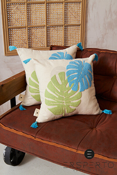 Ersperto Λινό Διακοσμητικό Μαξιλάρι Ριχτάρι με Φούντα - 1 Τεμάχιο 43x43cm