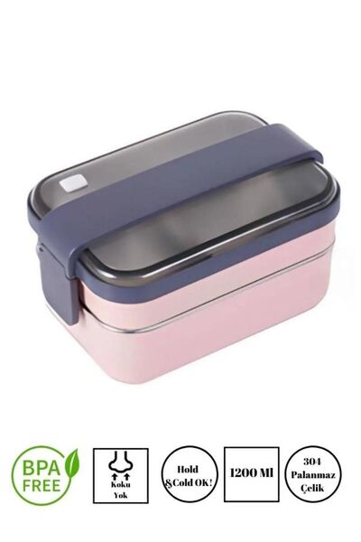 Vagonlife Smart Style Two-Layer Stainless Steel Lunch Box - Easy Lock, Lunch Box - 1200 ml