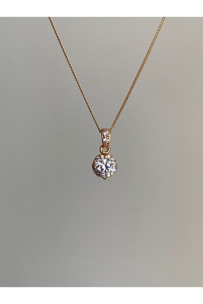 Owentis Çelik Rose Gold Pırlanta Kesim Jasmine Kolye -kararma Yapmaz-