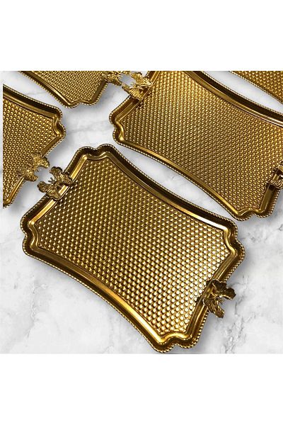 vanilinkitchen Set of 6 Gold Decorative Serving Trays