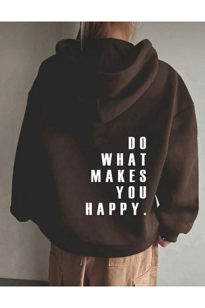 BYMEER Φούτερ με στάμπα σε καφέ χρώμα "Do What Makes You".