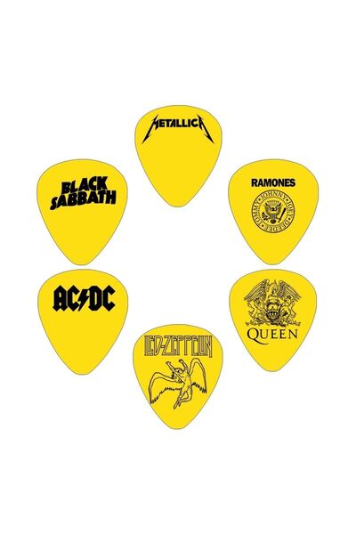 cantekin Gitar Pena 6 Adet metallica adcd led zeppelin Queen black sabbath ra...