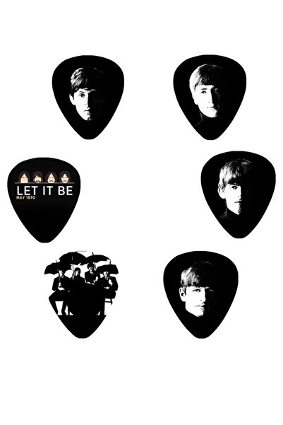 cantekin Gitar Pena 6 Adet 0.71mm The Beatles Baskılı Gitar Penası Özel Tasarım