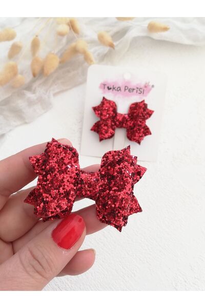Toka Perisi Red Glitter Sparkly Bow Buckle
