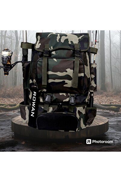 ROWAN ÇANTA Termal Alt Bölmeli Askeri Kamuflaj, Olta Bölmeli Ve Sabitlemeli Kamp Ve Balıkçı Sırt Çantası