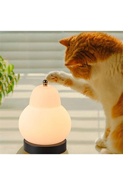 TechTic Masa Lambası Dokunmatik Şarjlı Armut Lamba 3 Modlu Gece Lambası Bar Resturant Lokanta Hediye