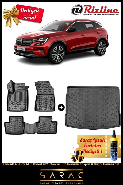 Rizline Renault Austral Mild Hybrit 2023 Sonrası 3d Havuzlu Paspas & Bagaj Ha...