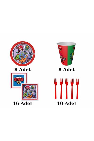 PartyGross مجموعة عيد ميلاد مرخصة من Brawl Stars مكونة من 8 قطع