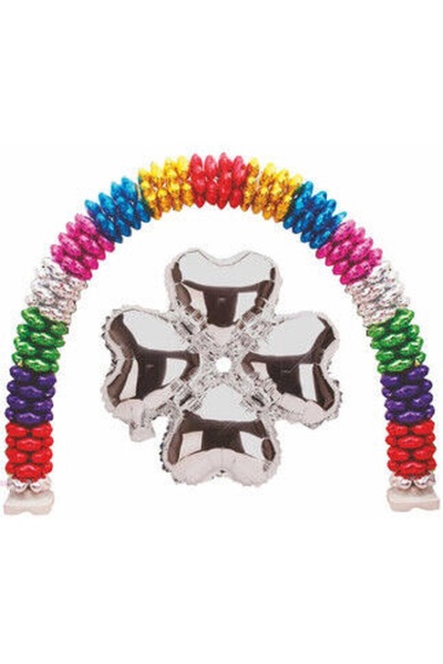 BenimMarifetlerim Flower Model Silver Heart Foil Balloon