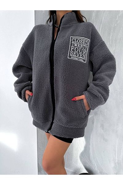 İLKCET MODA معطف قطيفة كبير الحجم للجنسين
