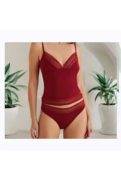 White Velvet Čipka detaljne ženske majice bez rukava i Rebrasta pletenina set...