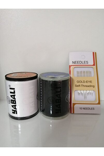 Kezban Tekstil Yabalı Iplix 900 Mt. Dikiş Ipi Seti - Siyah Beyaz Dikiş Ipi Ve Dikiş Iğnese Seti
