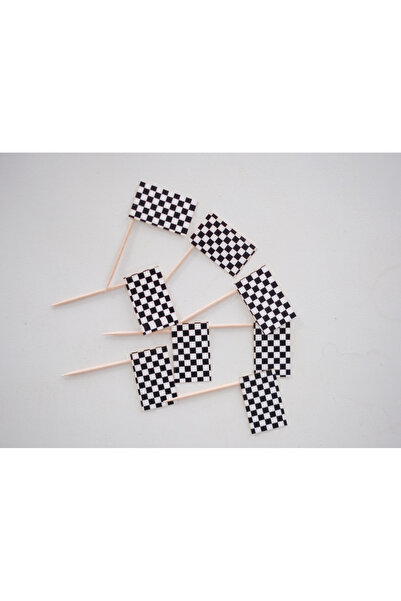 Partifabrik Damalı Yarış Temalı Kürdan Süs 12 Li