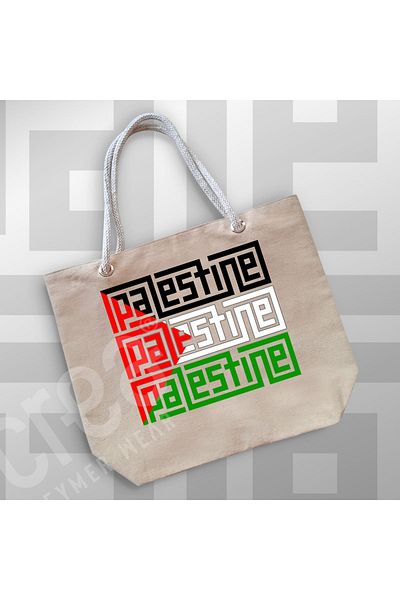Crea Eymer Wear Casual Cotton Bag with Palestine Design - Τσάντα παραλίας Cotton Design Palestine