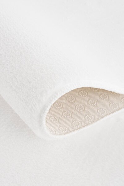 Sarar Round Solid Color Plush Fluffy Anti-Slip Gel Sole White Color