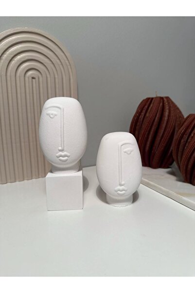 Bautinq Store Iskandinav Minimal Face 2 Li Beton Obje Dekoratif Yüz