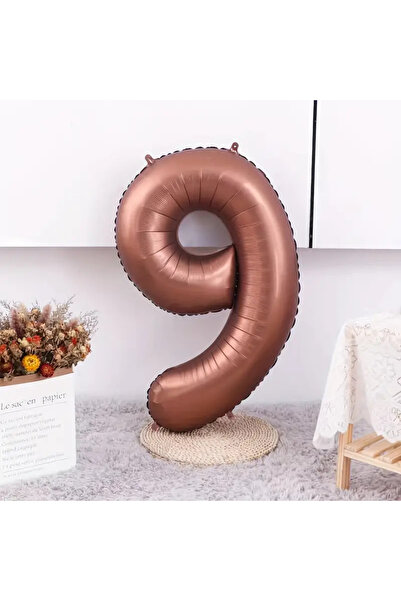 SURPRISE PARTY STORE Retro Çikolata Kahve Renk 9 Yaş Rakam Sayı Folyo Balon 1...