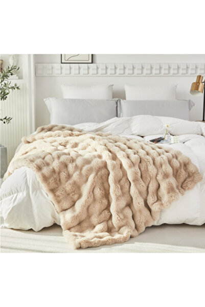 sevaradekor 200x150 cm Şal de canapea de pluş - Husă de canapea cu bule pufoase