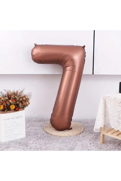 SURPRISE PARTY STORE Retro Çikolata Kahve Renk 7 Yaş Rakam Sayı Folyo Balon 1...