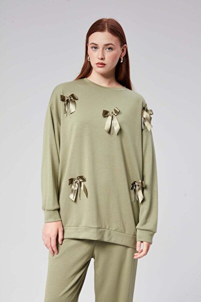 Hatun Atila HatunAtila Modal Dvostruko odijelo od tkanine sa mašnom na prednj...