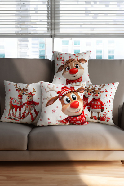 Royalte تحت عنوان السنة الجديدة - طقم وسائد مخملية فاخرة مكونة من 4 قطع باللو...