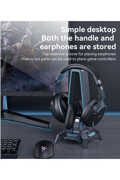 TOKQI Hb25 3.5mm Rgb Muiti Functional Headphone Holder - Expansion Interface and Hub Function