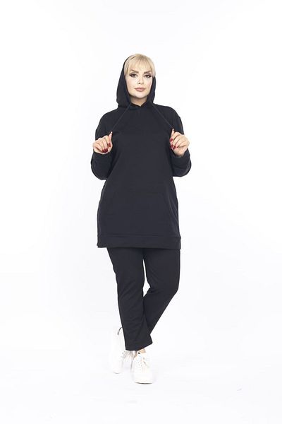 xlargebutik LARGE SIZE CLOTHING BLACK SWEATSHIRT