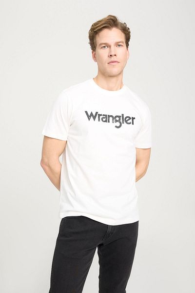 WRANGLER Crew Neck 100% Cotton Off-White Men's T-shirt - Regular Fit