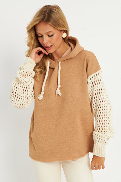 Cool & Sexy Dámská mikina s kapucí Camel Sleeve Openwork - Yle12