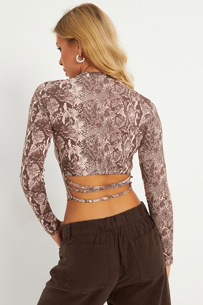 Cool & Sexy Snake Patterned Women's Blouse with Stone Back Detail - Gç179