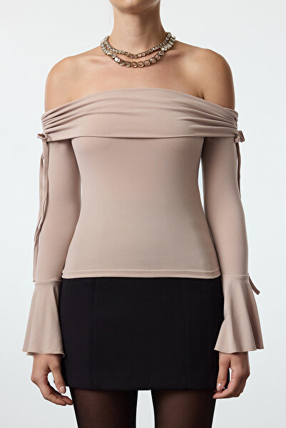 Trendyol Collection Carmen gallér és nyakkendő részletes spanyol ujjú blúz - TPRAW25BZ00009