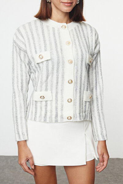 Trendyol Collection Soft Knitwear Cardigan - Ecru, Jacket Look, TWOAW25HI00016