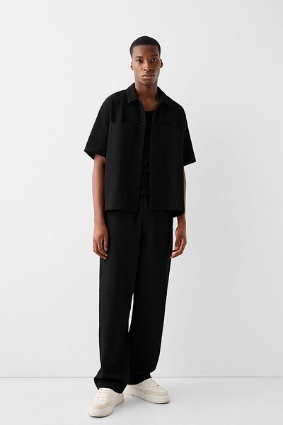 Bershka Wide Leg Pleated Pants