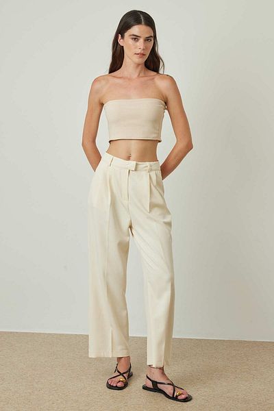 Hooopstore Lisa Ironed Cream Παντελόνι