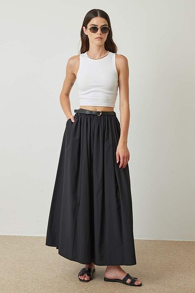 Hooopstore Black Skirt - Gather Detailed