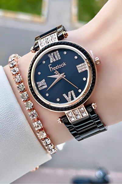 Freelook Hediye Paketli Siyah Renk Çelik Kordon 5 ATM Kadın Kol Saati ve Bile...