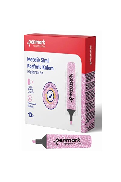 penmark Fosforlu Kalem Metalik Simli Gül Pembe Hs-505 15 - 10'lu Paket